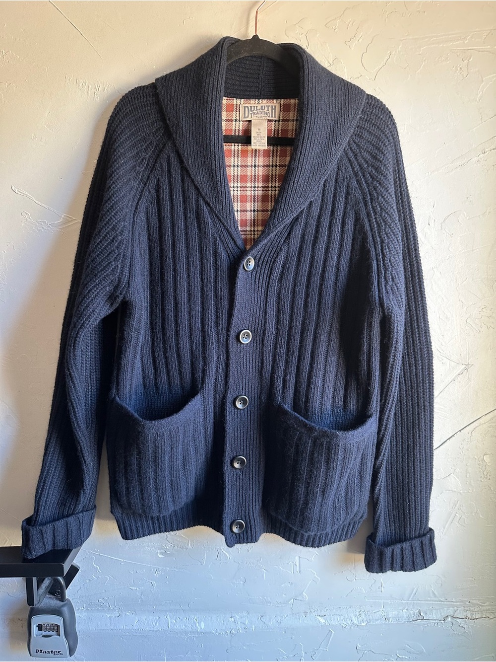 Duluth Trading Navy Wool & Alpaca Shawl Collar Cardigan Grandpa Core Men’s M